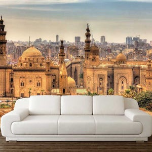 EGYPT WALL MURAL, City Wallpaper, Old Building Wall Covering, Temples Wall Art, Egyptian Style Buildings, Egyptian Wall Decor,Peel And Stick