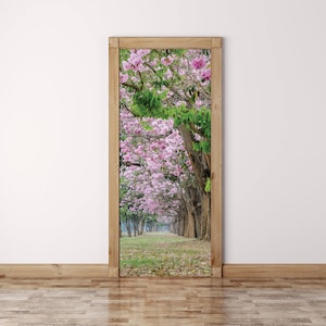 Spring Tunnel Door Sticker, Self Adhesive Vinyl, Peel And Stick, Self Adhesive Door Decal ,Self-adhesive Decor,Door Mural,Vinyl Door Sticker