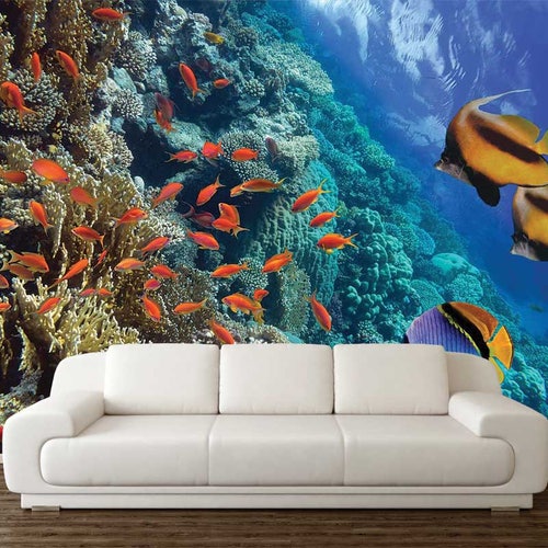 Underwater Wall Decal Corals Wall Mural Self Adhesive Vinyl Etsy