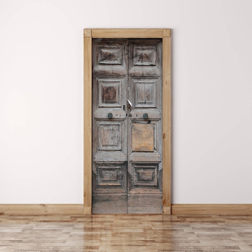 Rustic Wooden Door Sticker Self Adhesive Vinyl Peel and Etsy