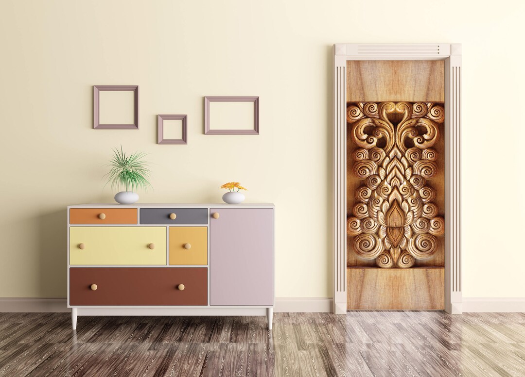 Vintage Wooden Door Sticker, Self Adhesive Vinyl, Peel and Stick, Self