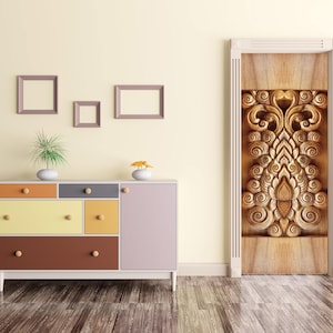 Vintage Wooden Door Sticker, Self Adhesive Vinyl, Peel And Stick, Self Adhesive Door Decal,Self-adhesive Decor,Door Mural,Vinyl Door Sticker