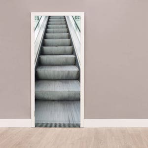 Escalator Door Decal, 3D Door Wrap, Self-adhesive Decor, Peel And Stick, ESCALATOR DOOR STICKER, Vinyl Door Mural, Customized Door Sticker
