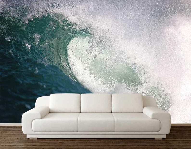 OCEAN WAVE WALLPAPER Peel and Stick Waves Wall Art Wave - Etsy