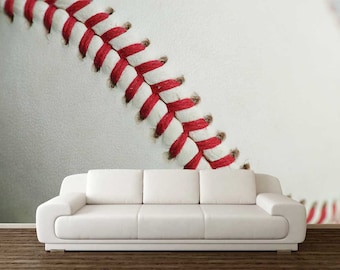 Baseball Ball Peel and Stick Wallpaper, Kids Room Decor