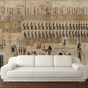 EGYPTIAN WALLPAPER, Peel And Stick Wall Art, Hieroglyphs Wall Covering, Vintage Wall Tapestry, Egyptian Wall Art, Egypt Wall Mural, Egyptian