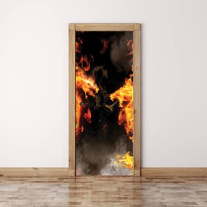 Dragons Fire Door Mural, Door Decal, Self Adhesive Door Decal, Door Wrap, Vinyl Door Sticker, Self-adhesive Decor, Peel And Stick Vinyl