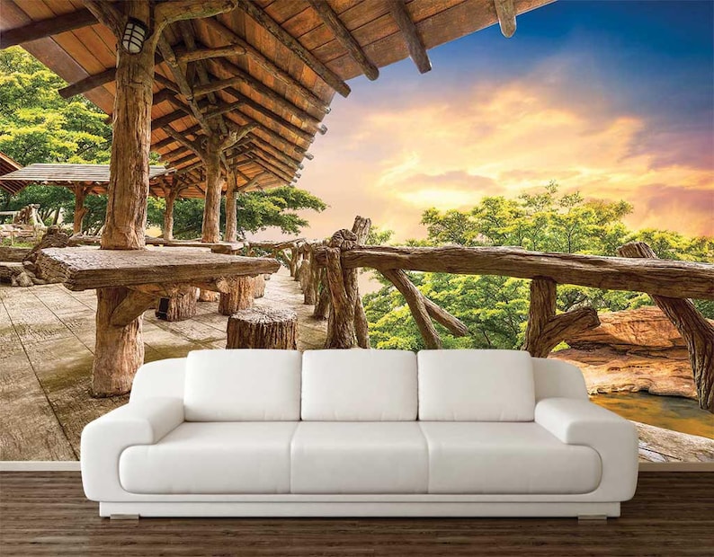 Self Adhesive Vinyl Wall Mural Veranda Peel And Stick Etsy