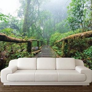 WOODS WALL ART, Woods Decor, Vinyle auto-adhésif, Peel And Stick, Forest Wallpaper, Greenery Wall Art, Enchanted Forest Decor, Personnalisé