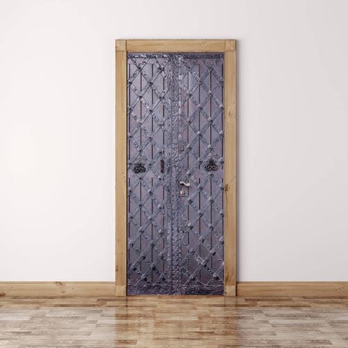 Metal Door Decal Peel and Stick Vinyl Door Sticker Etsy