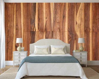 Wooden Wall Mural, WOOD WALL ART, Self-adhesive Wallpaper, Wood Wall Decor, Custom Wooden Wall, Extra Large Wall Covering, Removable Mural