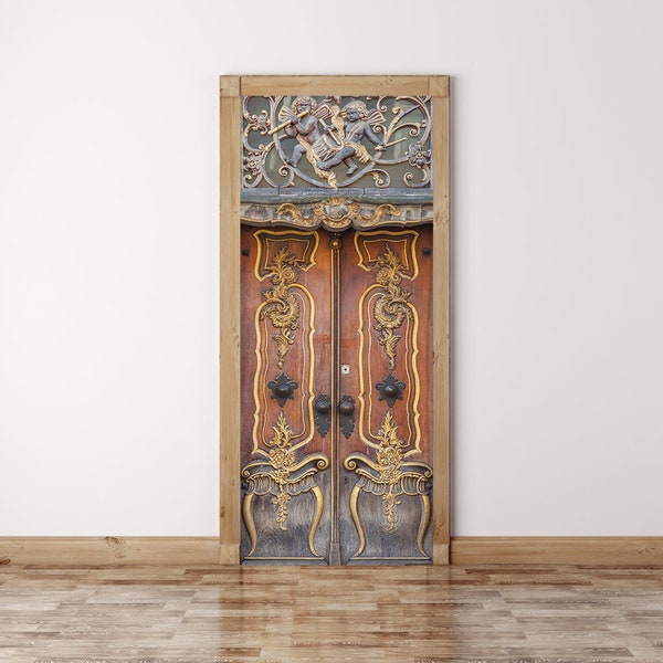 DÉCOR À LA MAISON RUSTIQUE, décalcomanie de porte vintage, autocollant de porte en vinyle, peler et coller, décoration baroque, art minimaliste, habillage de porte personnalisé