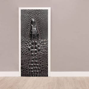 Schwarzes Leder Türaufkleber, Türaufkleber, Türaufkleber, Selbstklebend, Türaufkleber, Vinyl Aufkleber, Türaufkleber