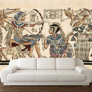 Egyptian Wallpaper, EGYPTIAN WALL COVERING, Hieroglyphs Wall Decor, 3D Wall Art, Egyptian Architecture Wall Hanging, Peel And Stick Art