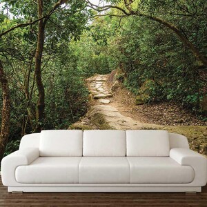 Woodland Wall Mural, NATURE WALLPAPER, Forest Way Wall Covering, Trees Wall Hanging, Woods Wall Tapestry, 3D Wall Art, Nature Wall Décor