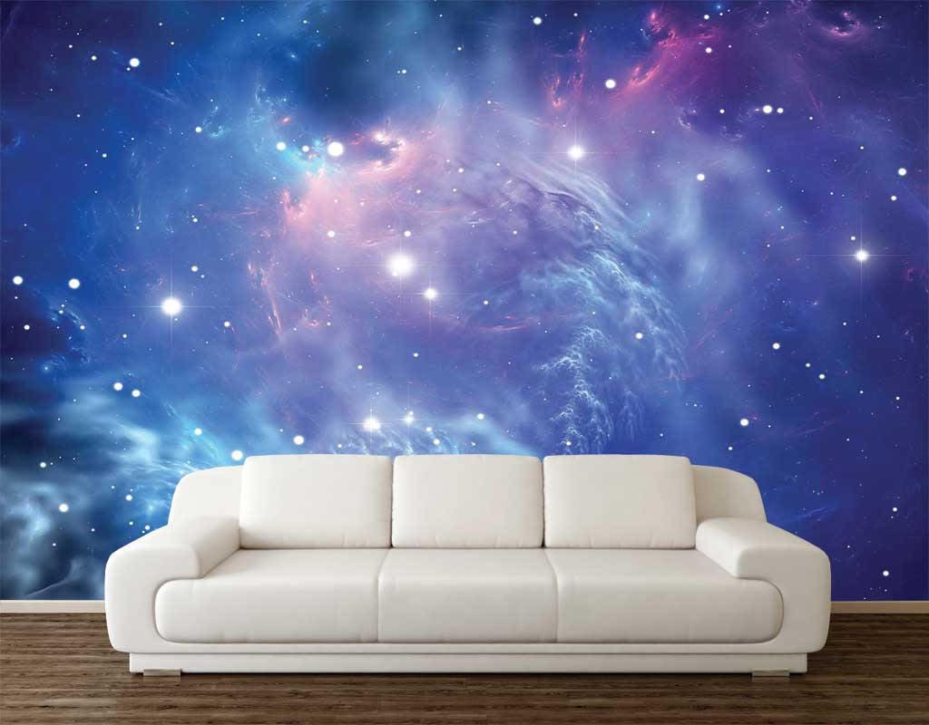 Space Wallpaper Wall Decal Constellation Wall Mural Galaxy Etsy