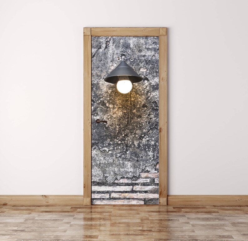 Rustic Wall Door Sticker Peel and Stick Door Decal Self Etsy