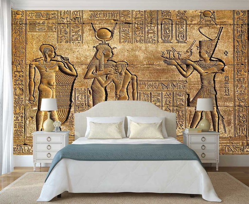Wall Art Wallpaper Wall Mural Egypt Wall Mural Gold Egypt Etsy
