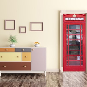 Phone Box Door Mural, British Door Wrap, Peel and Stick, Door Decal, Door Sticker,