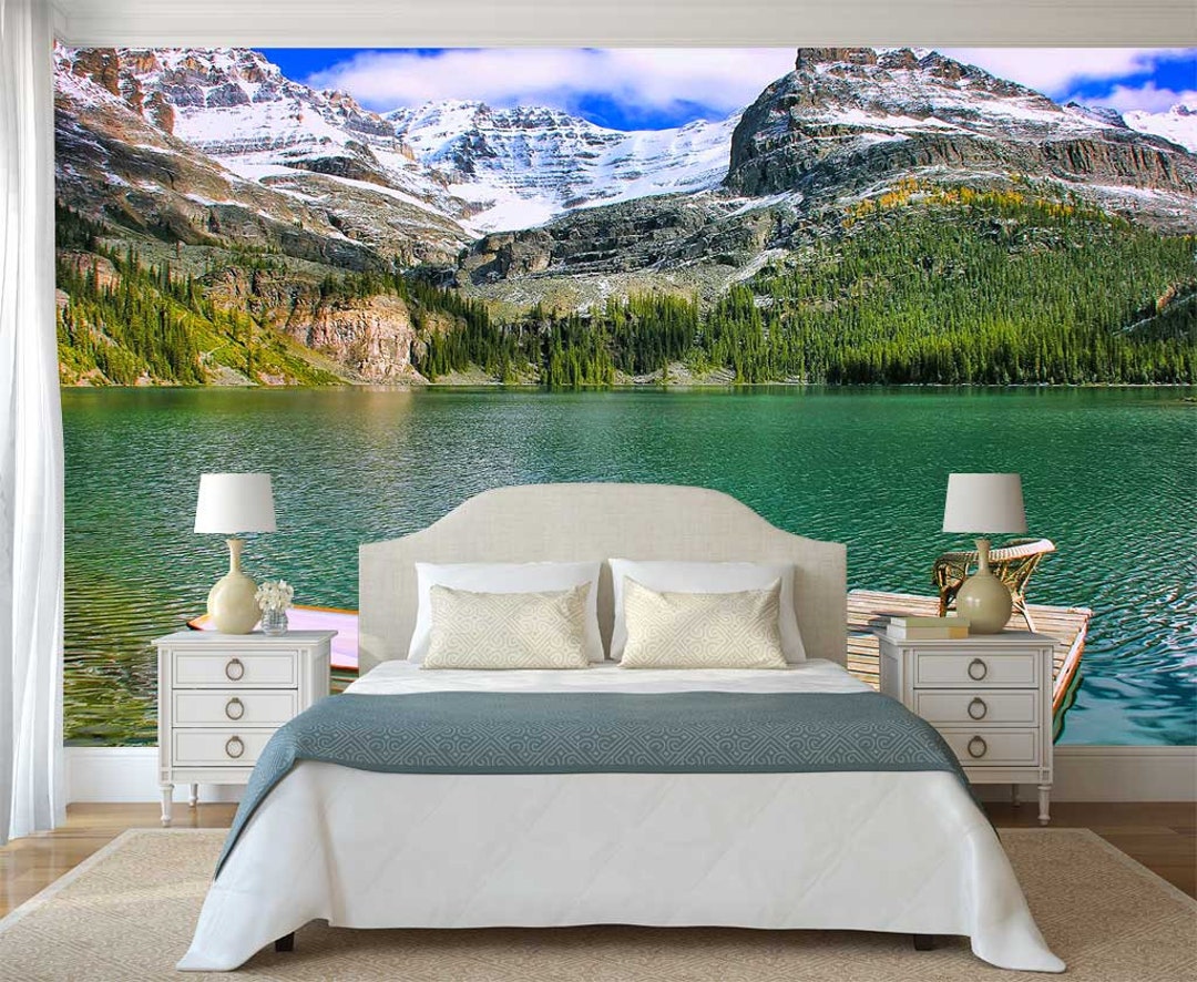 Mountain Lake Peel and Stick Wall Mural: Calming Nature Landscape - Etsy