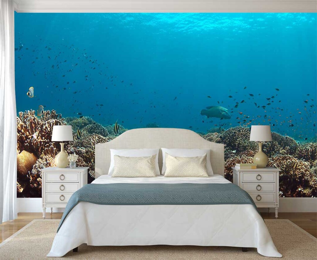 Wall Mural Underwater, 3D Wallpaper, Vinyl Peel and Stick, Self