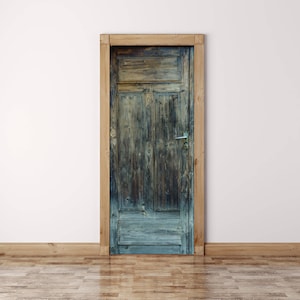 Old Wooden Door Sticker, Self Adhesive Vinyl, Peel And Stick, Self Adhesive Door Decal , Self-adhesive Decor, Door Mural, Vinyl Door Sticker