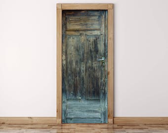 Rustic Wooden Door Mural: Peel and Stick Vinyl Decal