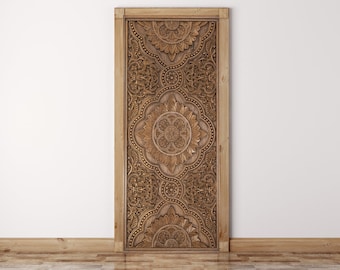 Wood Carving Door Decal, CARVING DOOR WRAP, Self-adhesive Decor, Peel And Stick, Old Door Sticker, Carving Door Mural, Rustic Door Covering