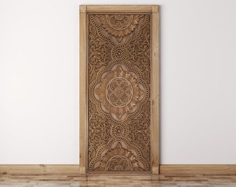 Wood Carving Door Decal, CARVING DOOR WRAP, Self-adhesive Decor, Peel And Stick, Old Door Sticker, Carving Door Mural, Rustic Door Covering