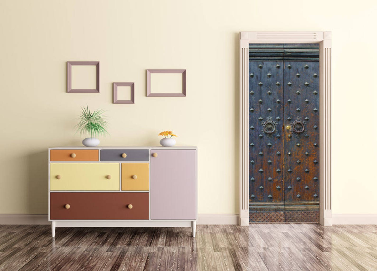 Metal Door Decal Peel and Stick Vinyl Door Sticker Etsy