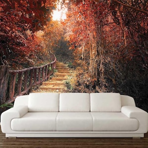 Nature Wall Art, FOREST WALL COVERING, Nature Wall Decor, Forest Wallpaper, Peel And Stick, 3D Wall Print, Housewarming Gift, Customized Art