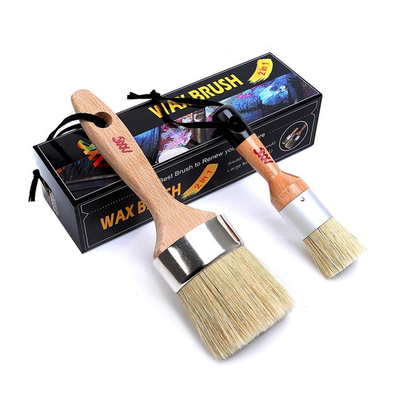 Chalk Furniture Paint Brushes for Furniture Painting, Milk Paint, Wax, Stencil Brushes, Home Furniture Paint - 2 Piece Round Chalked Paint Brushes Set