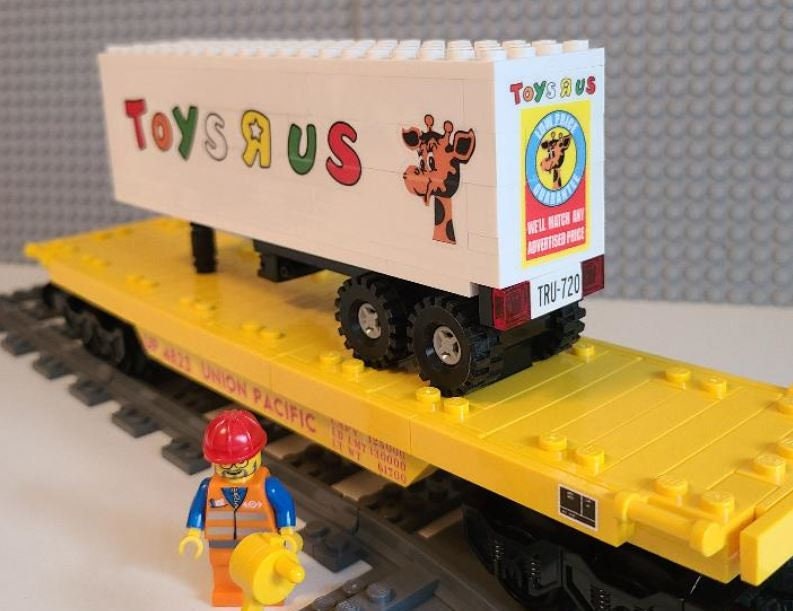 Custom Lego Train Flat Car Toys R Us with Semi and Trailer Etsy