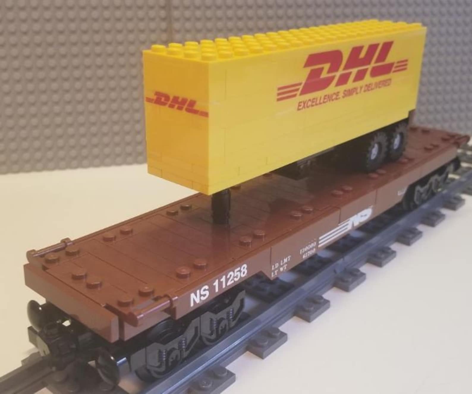 Custom Lego Train Flat Car Norfolk Southern with DHL Semi and Etsy