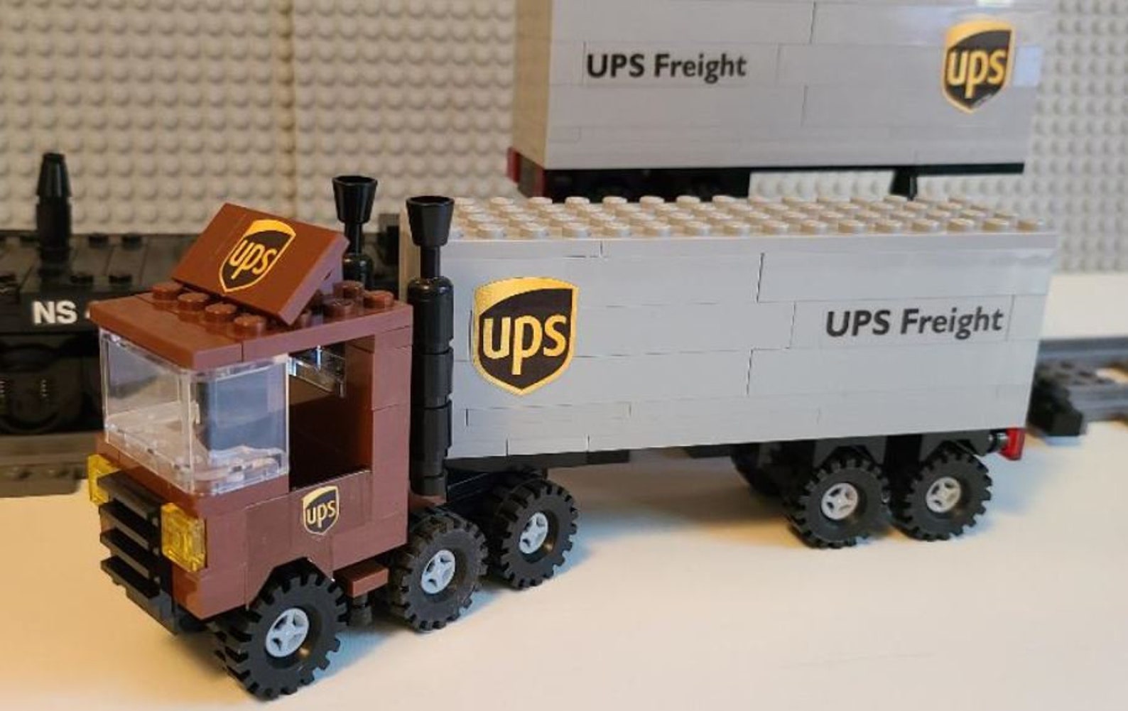 Custom Lego Train Flat Car UPS with Semi and Trailer Classic Etsy