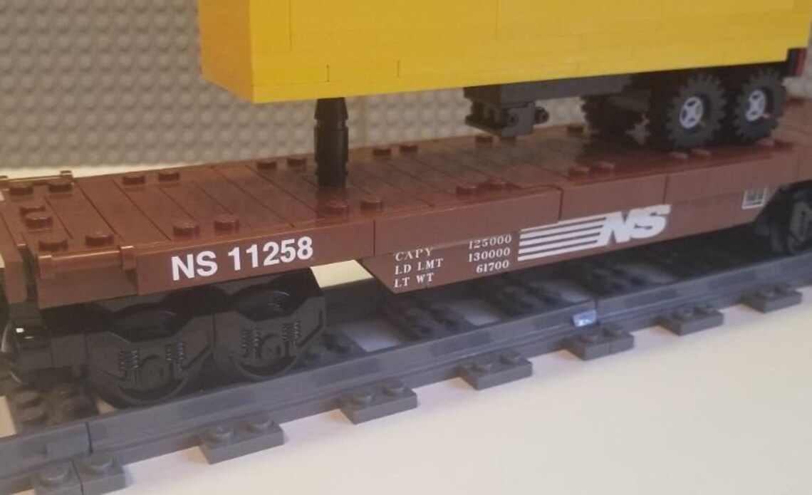 Custom Lego Train Flat Car Norfolk Southern with DHL Semi and Etsy