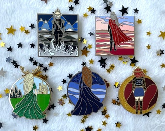 Fandom Queens Enamel Pins -  Aelin Queen of Fae, Manon Queen of Witches, Feyre High Lady of the Night Court