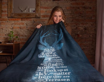 Throne of Glass Terrasen Stag Blanket, Aelin Galathynius, Dorm Decor, SJM Gifts, Large 50x60 Blanket | Officially licensed by Sarah J Maas