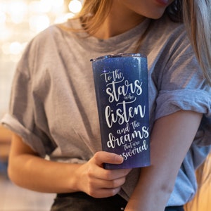 Thorns and Roses Travel Mug, ACOTAR Stainless Steel Tumbler, To the stars who listen, Rhysands, Feyre, Bookish Merch
