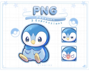 Piplup Pokemon PNGTuber | Voice Reactive Stream Asset (12 Files)