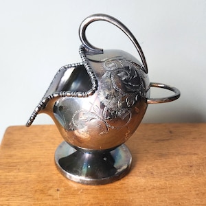 Vintage Silver Plate Sugar Bowl Scuttle Etched Victorian Style Silver Dining Decor Sheffield England
