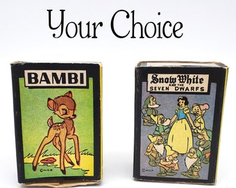 Your Choice Vintage Playing Cards Bambi Or Snow White Mini Kids Game Card Deck Russell Mfg. Disney Character Cards Misprint Misaligned Color