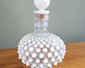 Vintage Fenton Hobnail Opalescent Cologne Perfume Bottle With Stopper Translucent Art Glass Vanity Decor