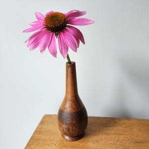 Vintage Wood Bud Vase Dry Vase 6&quot; Turned Wooden Mid Century Style Decor