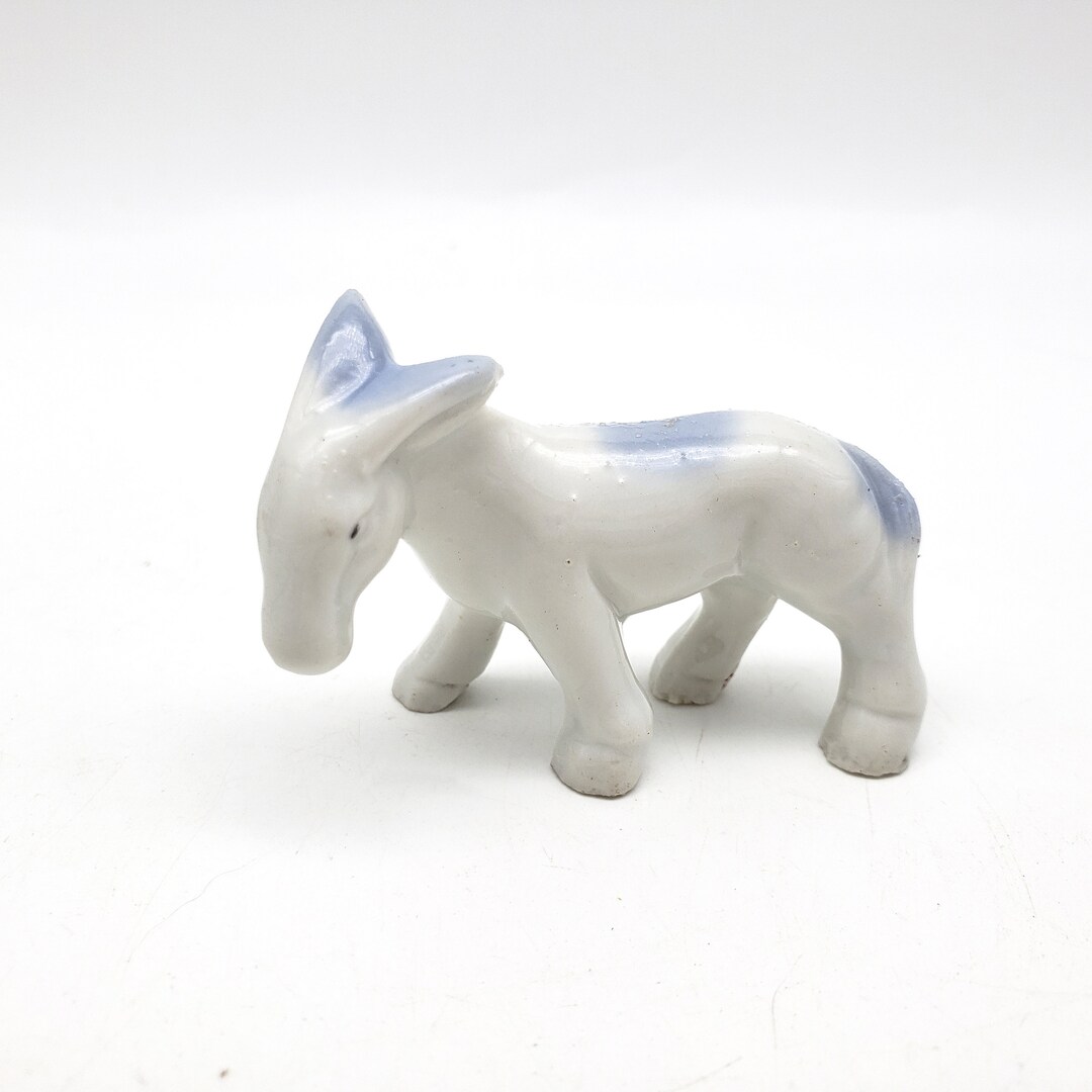 Vintage Miniature Donkey Figurine Japan Mini Ceramic Blue Etsy