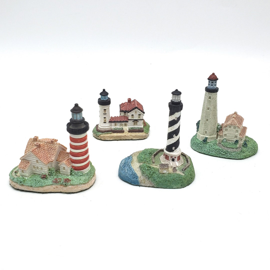 Vintage Miniature Lighthouse Figurines Harbour Lights Spyglass Etsy
