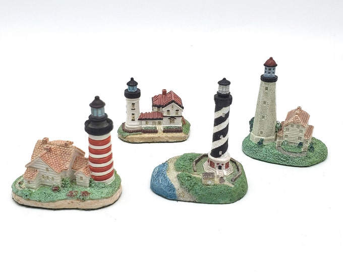 Vintage Miniature Lighthouse Figurines Harbour Lights Spyglass ...