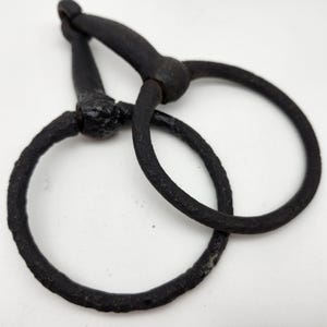 Vintage Horse Bit Snaffle Black Iron Loose Ring Equestrian Decor 12"
