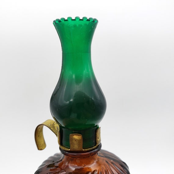 Vintage Oil Lamp Perfume Bottle Amber Glass Base Red … Gem