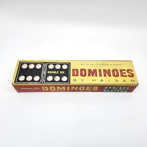 Vintage Double Six Dominoes Halsam Set No. 623 28 Pieces Wooden